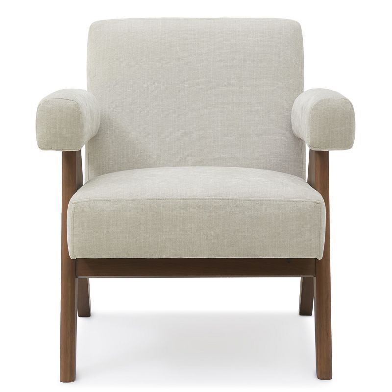 Morgan Accent Chair With Arms,22.5" Wide Lounge Armrest Linen Accent Chair,Upholstered Seat and Back With V Shape Solid Wood Legs-Maison Boucle, 6 of 11
