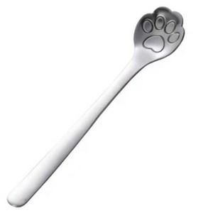 Stainless Steel Coffee Stirring Spoon Ice Cream Cartoon Cat Paw Spoon, Color: Silver - 1 of 4