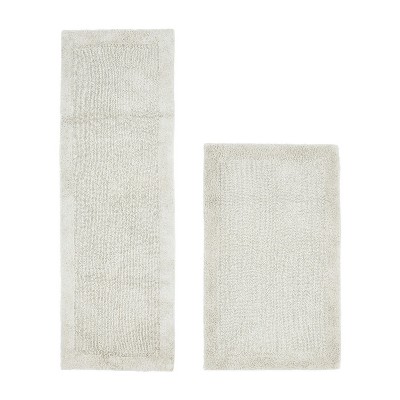 Edge Bath Rug 100% Premium Cotton Ultra-soft Water Absorbent Tufted Solid Reversible 2 Piece Bathroom Rug Set For Machine Washable Bathmat