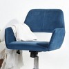 FurnitureR Home Office Chair, Mid Back Velvet Desk Chairs with Rolling Wheels, Adjustable Task Chair for Living Room, Bedroom, Studying, Dark Blue - 3 of 4