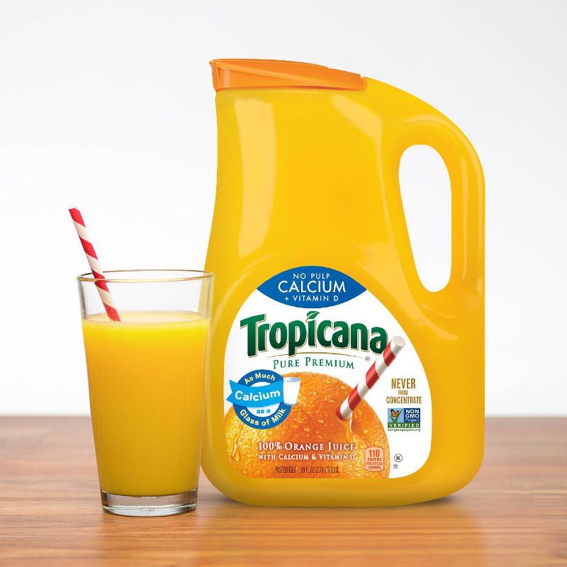 Tropicana Pure Premium No Pulp Calcium + Vitamin D Orange Juice - 89 fl oz, 2 of 4
