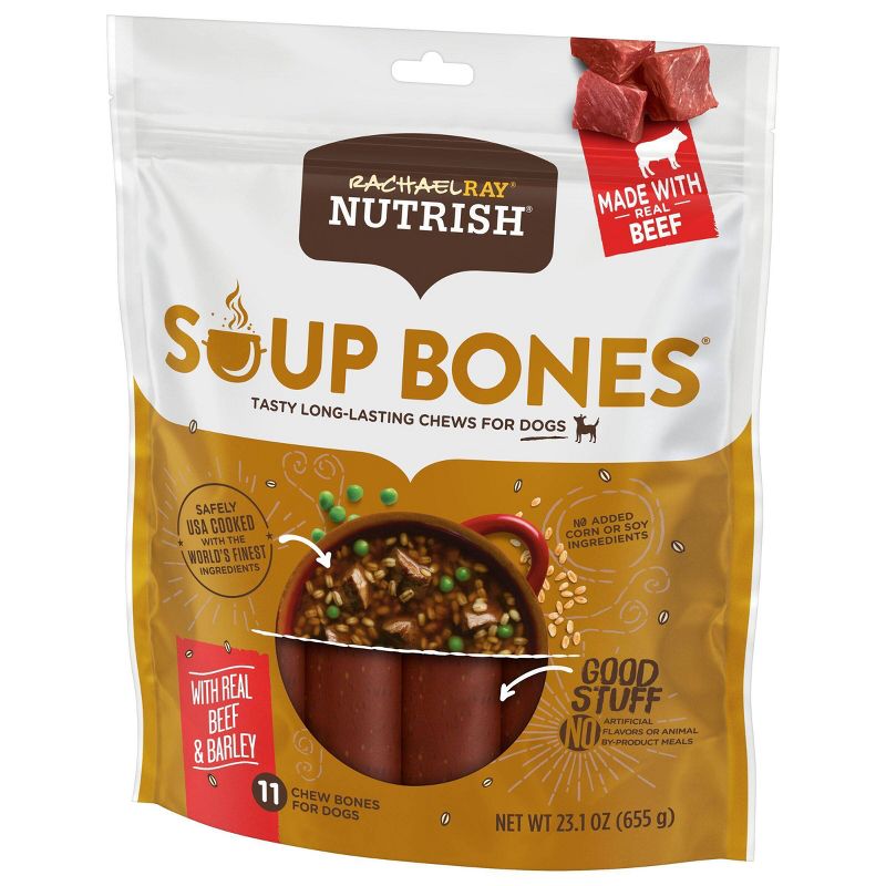 Rachael Ray Nutrish Soup Bones Chewy Dental Dog Treats Beef and Barley Flavor - 23.1oz/11ct, 4 of 10