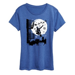 Women's - Marvel - Miles Morales Spiderman Santa Short Sleeve Graphic T-Shirt - 1 of 4
