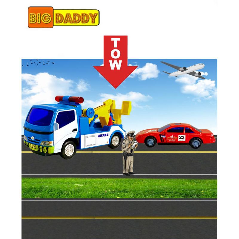 Big Daddy Police Wrecker Truck and Toy Car Combo Set Tow Truck Toy Includes A Tire Plate for Safe Towing, 5 of 6