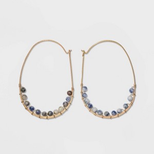 Brass Semi Sodalite Hoop Earrings - Universal Thread Gold, Women