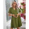 Maternity Swiss Dot Dress Summer V Neck Short Sleeve Button Down Mini Dress Baby Shower Photoshoot with Pockets - 3 of 4