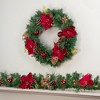 Northlight 6' x 10" Unlit Green Pine, Poinsettias and Gold Berry Artificial Christmas Garland - 3 of 4