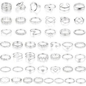 Gold Knuckle Rings Set for Women Stackable Joint Finger Midi Rings Dainty Cubic Crystal Zirconia Simple Hollow Twist Cute Rings Pack Jewelry Gift - 1 of 4