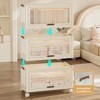3 Tier Portable Wardrobe Closet, Collapsible Wardrobe Closet with Hanging Rod & 10 Hangers, Plastic Storage Box with Wheels for Bedroom Dormitory - 3 of 4