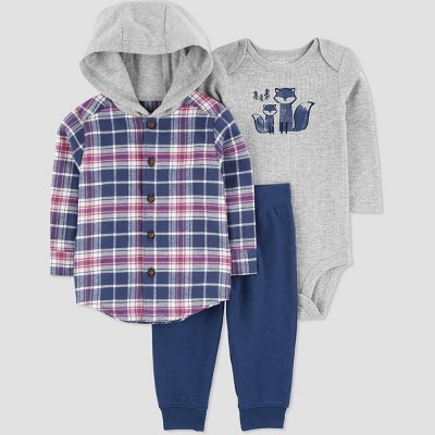 Image of Carter's Just One You® Baby Boys' Plaid Top & Bottom Set - Blue/Purple 3M