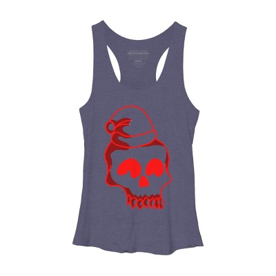 Women's Design By Humans Christmas love skull By Genthebunny Racerback Tank Top