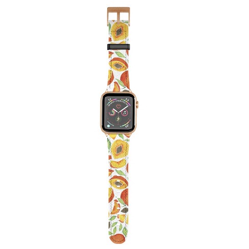 Cat Coquillette Peaches Green Leaves 42mm/44mm Rose Gold Apple Watch Band - Society6 - image 1 of 3