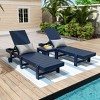 WestinTrends Ashore 2pcs Modern Poly Reclining Chaise Lounge With Wheels plus 1pc side table - 2 of 4