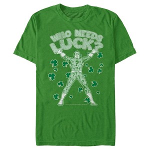 Men's Batman St. Patrick's Day Riddler Who Needs Luck Distressed T-Shirt - 1 of 4