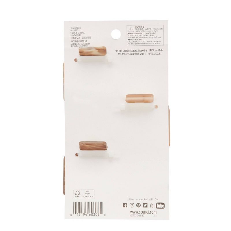sc&#252;nci Recycled Rectangular Open Center Claw Clips - Neutral - All Hair - 3pk, 3 of 6