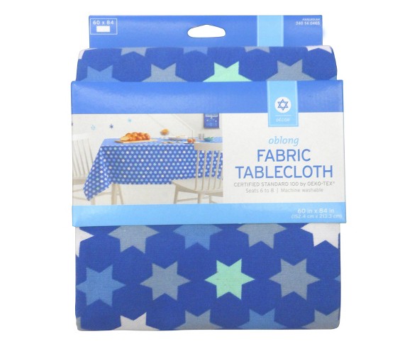 Hanukkah Star of David Cotton Tablecloth Blue