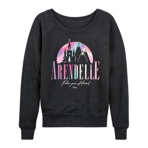 Women's - Frozen - Arendelle Follow Your Heart Lightweight French Terry Wide Neck Long Sleeve Shirt - 1 of 4