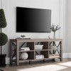 58" Open Back TV Stand in Gray Oak Wood with Metal Black Accents - Henn&Hart - 2 of 4