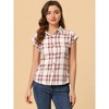 INSPIRE CHIC Women's Summer Plaid Short Sleeves Button Down Shirt - 2 of 4