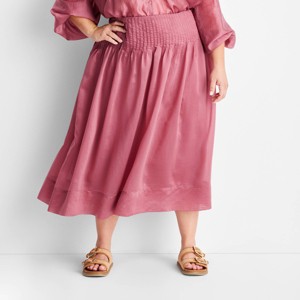 Women's Drop Waist Pleated Sheer Midi Skirt - Future Collective - 1 of 3