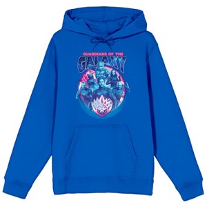 Guardians Of The Galaxy Vol. 3 Character Logo Long Sleeve Royal Blue Unisex Adult Hooded Sweatshirt - 1 of 3