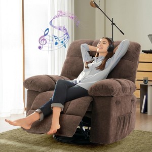 Recliner Chair, 360° Swivel Rocker Chair for Small Spaces,Upholstered Fabric Glider Nursery Chair With Side Pockets for Living Room,Q235 Steel Frame - 1 of 4