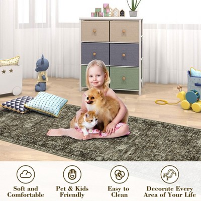 Vintage  Machine Washable Area Rugs Non slip Low Pile Stain Resistant  Indoor Traditional Carpet Perfect for Home Decor