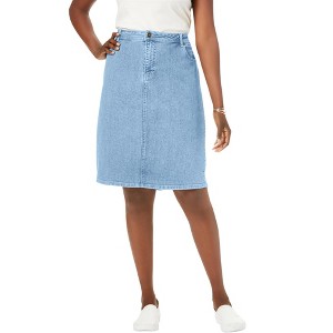 Jessica London Women's Plus Size True Fit Stretch Denim Short Skirt - 1 of 4