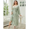 Clearlove Women's Plus Size V-Neck Long Sleeves A-Line Pleated Floor Length Formal Dress - 2 of 4