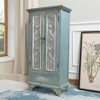 Vintage Distressed Blue & White Floral Carved Two-Door Wardrobe ¡ª Rustic Elegant Storage for Bedroom Living Entryway - 3 of 4
