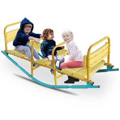 JUJABU Children Outdoor Rocking Seesaw Ride, Double or Triple Swing Playground Toy for Backyard or Park