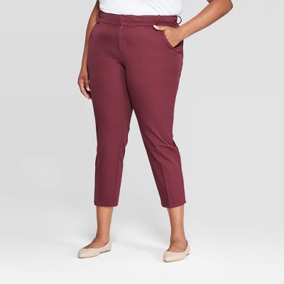 maroon ankle pants