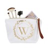 Gold Initial Personalized Makeup Bag for Women, Monogrammed Canvas Cosmetic Pouch (White, 10 x 3 x 6 In) - 4 of 4