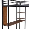 Bellemave Full Size Metal Loft Bed with 2 Shelves and one Desk ,Black - 4 of 4