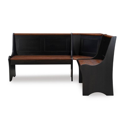 Parkside Antique Black and Pine Wood Corner Dining Nook Set