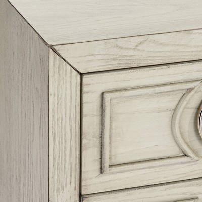 White Wood and Chrome 3-Drawer Accent Table with Storage
