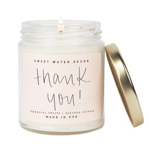 Sweet Water Decor Thank You 9oz Clear Jar Soy Candle - 1 of 3