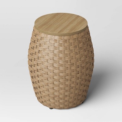 Natural Wicker Round Storage Accent Table - Threshold&#8482;_1