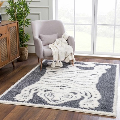 Hauteloom Zane Charcoal Tibetan Tiger Plush Rug