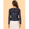 INSPIRE CHIC Women's Tie Front Ruffled Hem Floral Lace Sheer Crop Bolero Shrug - 3 of 4