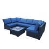 Chic Crate-7-Piece Outdoor PE Rattan Convertible Sofa Set - Black Frame & Ocean Blue Cushions, Waterproof Patio Furniture with Coffee Table - 4 of 4