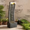 37.8" Modern Curved Indoor/Outdoor Waterfall Fountain with LED Lights - Slate - Teamson Home: Resin Construction, LED-Lit - 3 of 4