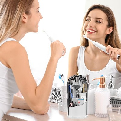 Akoasm Bathroom Countertop Toothbrush Holder with Sliding Lid-White
