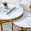 LIVAREEmlen Set 2 Coffee Table, Marble Pattern Wooden Tables, Living Room Bedroom Apartment Modern Industrial Simple Nightstand - 4 of 4