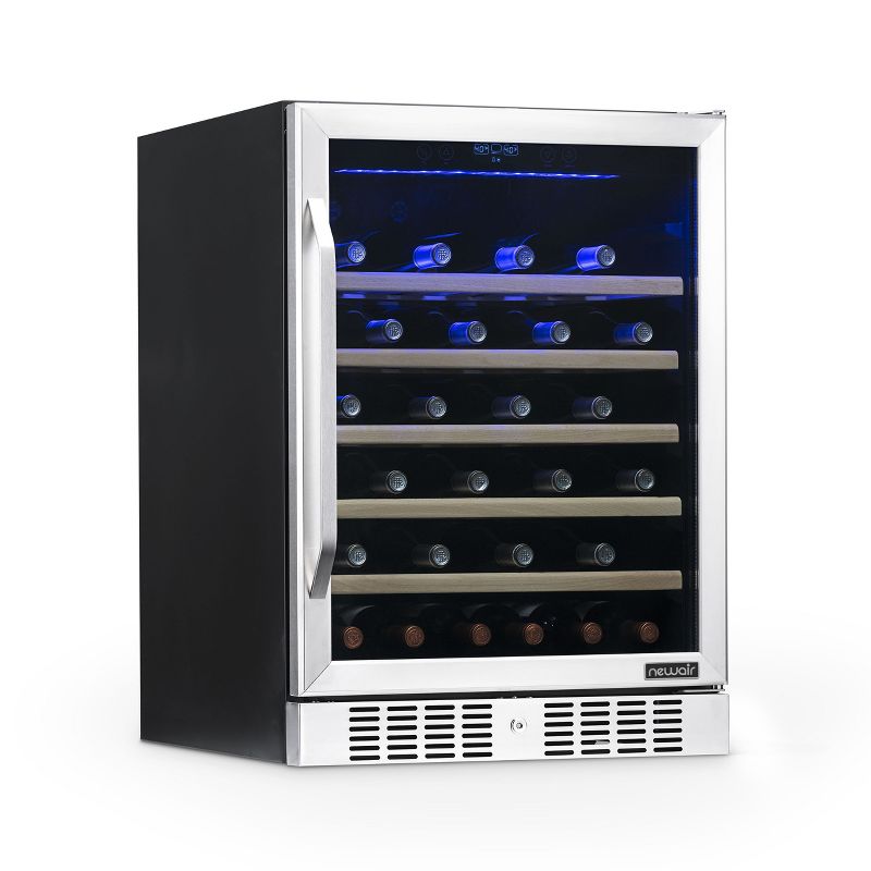 Newair 24" Built-In 52 Bottle Compressor Wine Fridge in Stainless Steel with Precision Digital Thermostat and Premium Beech Wood Shelves, 1 of 17