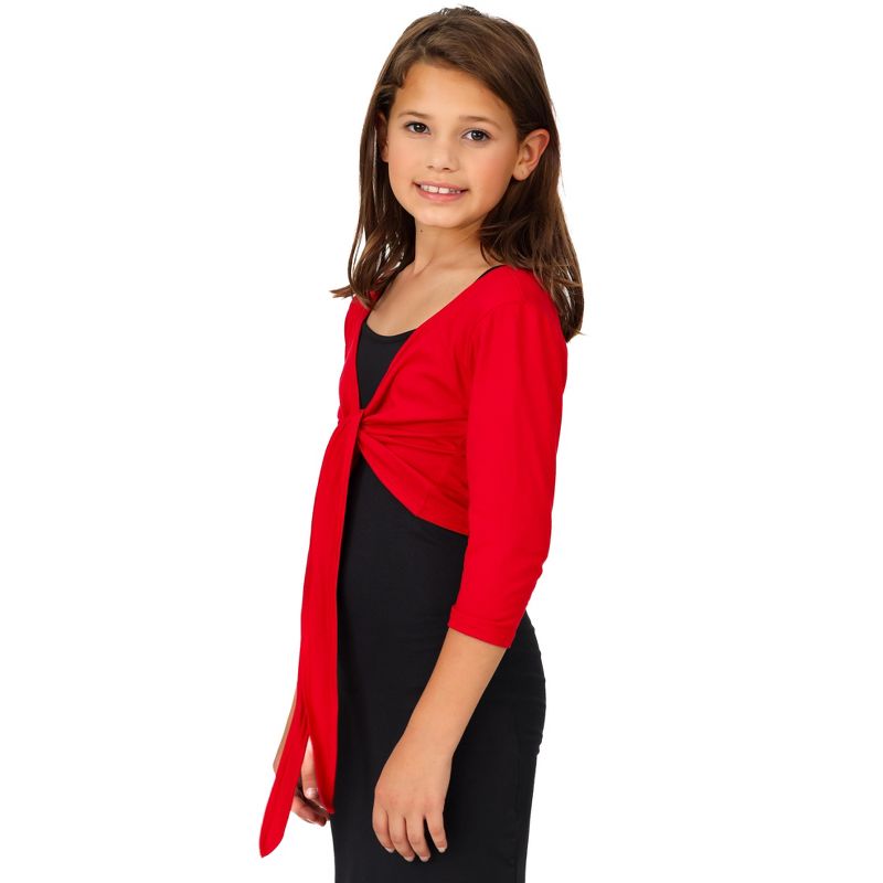 Girls Tie Front Cropped Cardigan Shrug, 2 of 5