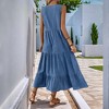 Womens Summer Casual Mini Dress Sleeveless Sundress Fashion Flowy Tiered Boho Beach Vacation Dresses - 3 of 4