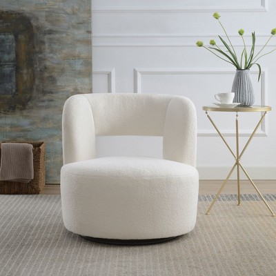NicBex Swivel Barrel Chair, Comfy Round Accent Chair with Upholstered Performance Fabric for Living Room, Bedroom