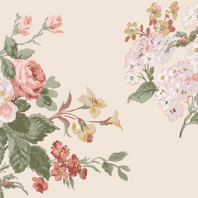 Pale Sable Floral Wallpaper with British Flowers