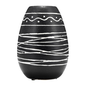 Sagebrook Home 8" Ceramic Vase - Contemporary Black and White Geometric Design Vase For Decorative Table Accent - Stylish Home or Office Decor - 1 of 4